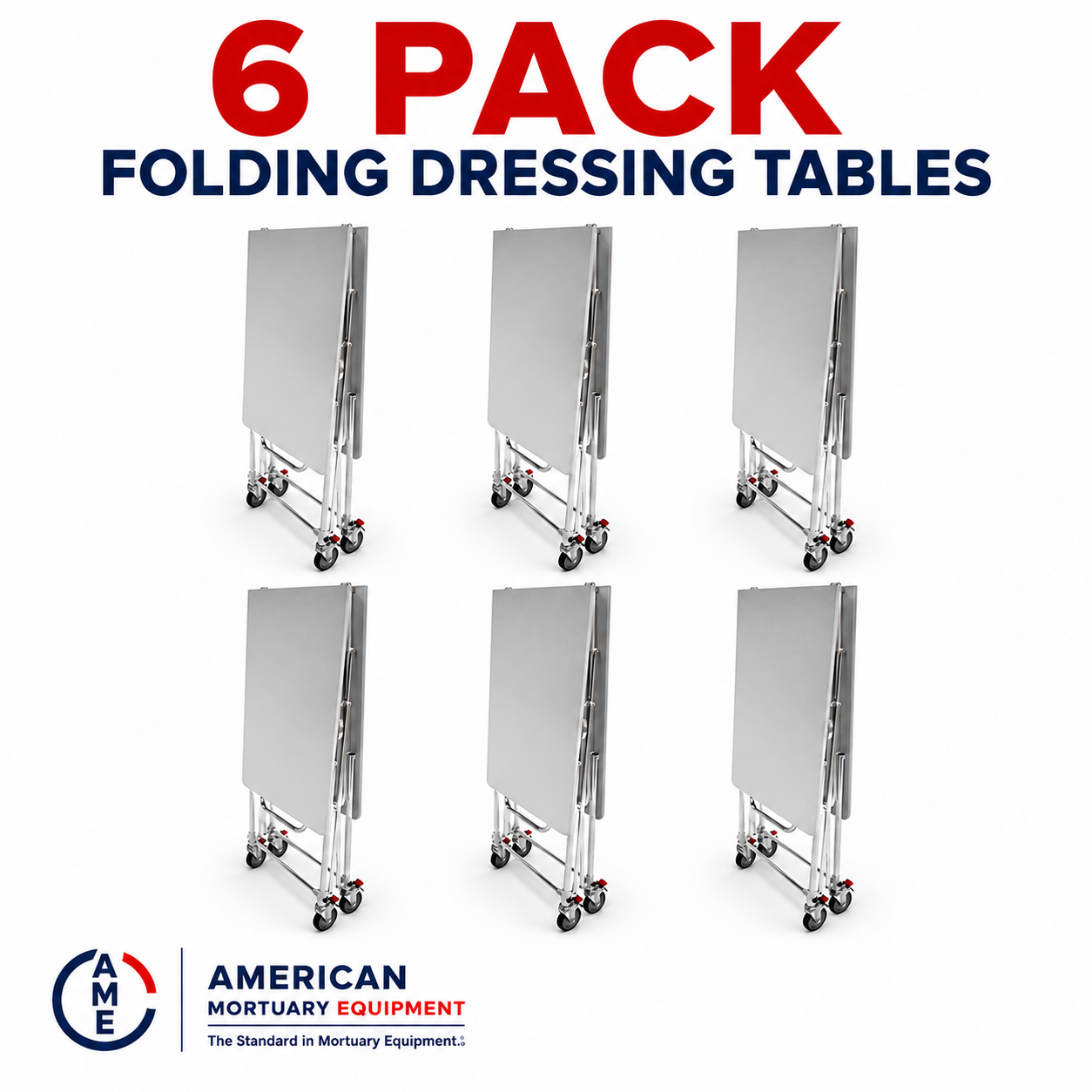 6-Pack Folding Mortuary Dressing Table | Cadaver Prep Bundle