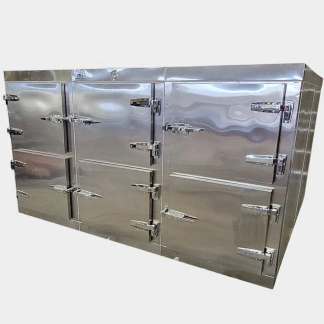 AMC TV and movie set morgue door system in 304 stainless steel with polished finish.