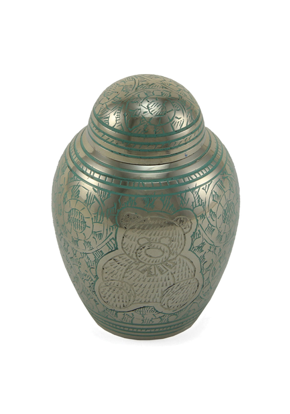 Blue Teddy Bear Brass Petite Cremation Urn