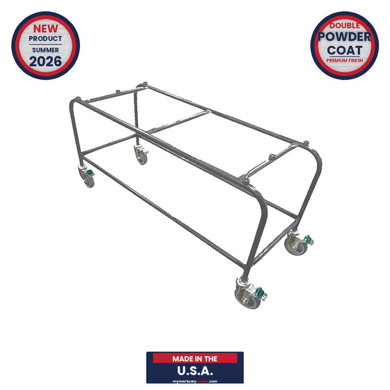 Funeral Home Casket Cart | Rolling Mortuary Utility Trolley | Prep Room Casket Stand | Economy Value Buy | Dark Gray Powder Coat USA Made