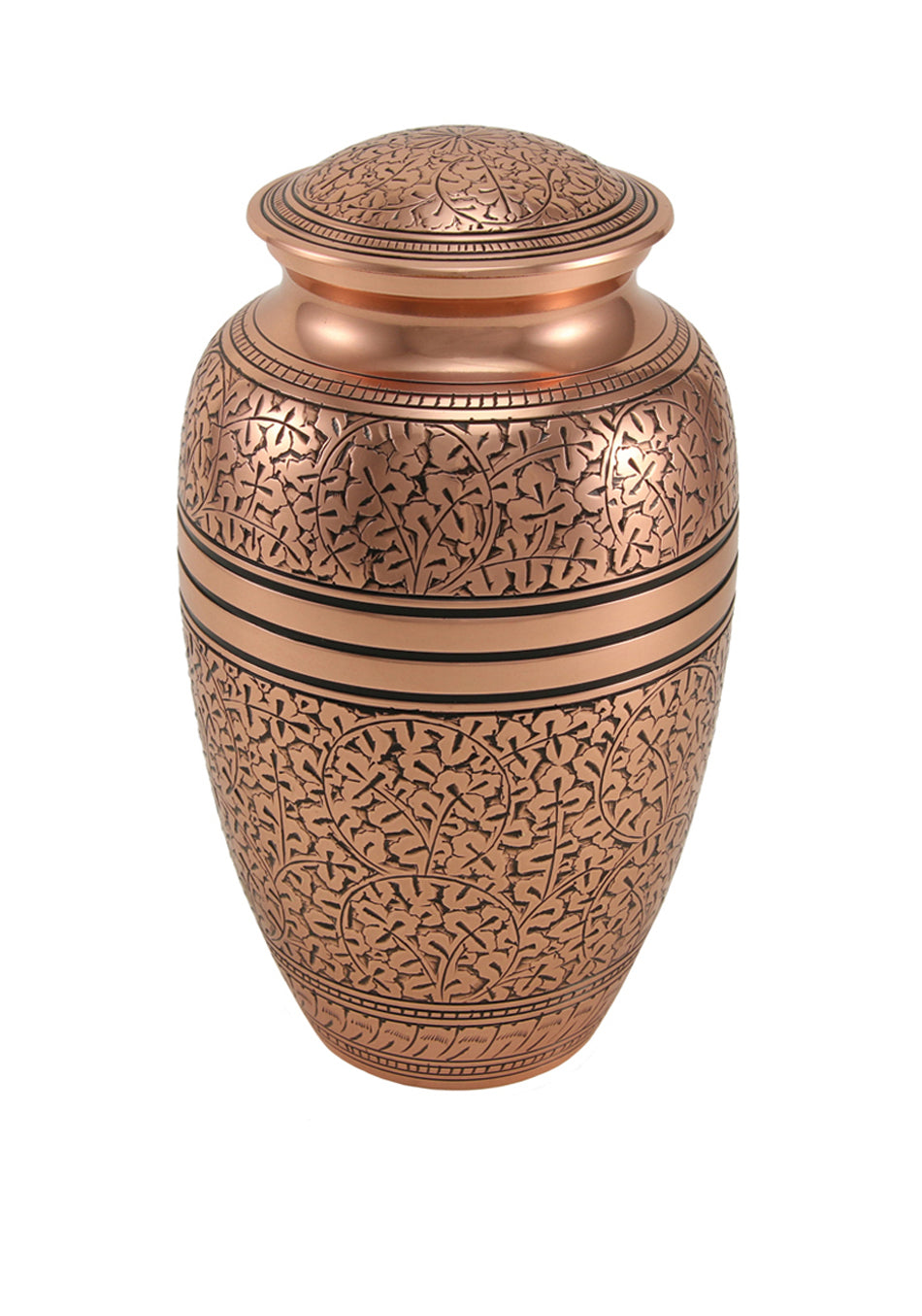 Copper Oak Leaf Brass Full Size Cremation Urn