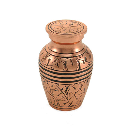Copper Oak Leaf Brass Mini Keepsake Urn