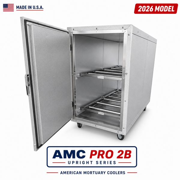 2 Body Extra Wide Upright Mortuary Cooler | Bariatric Cadaver Cooler | American-Made Upright Morgue Refrigeration