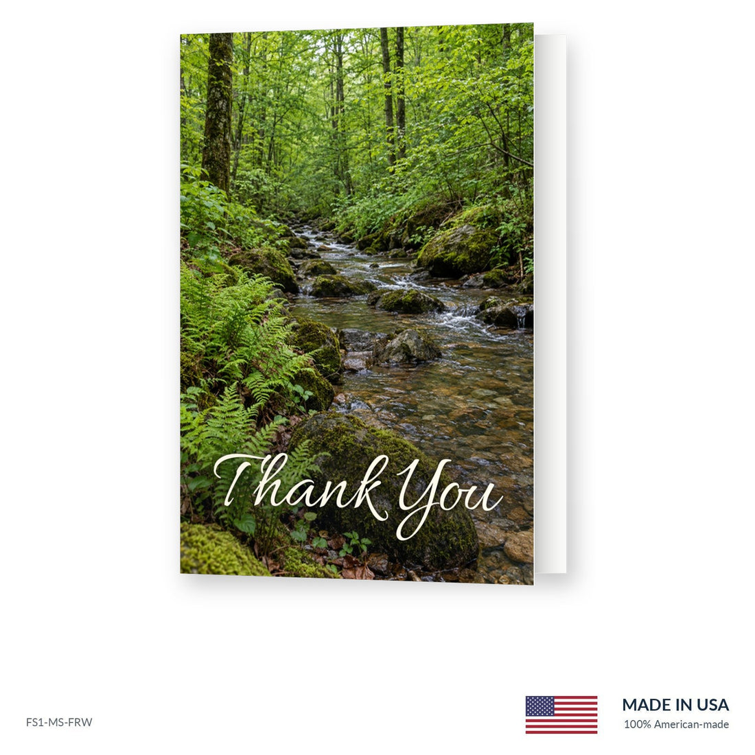 Fern-Lined Creek Funeral Acknowledgment Cards