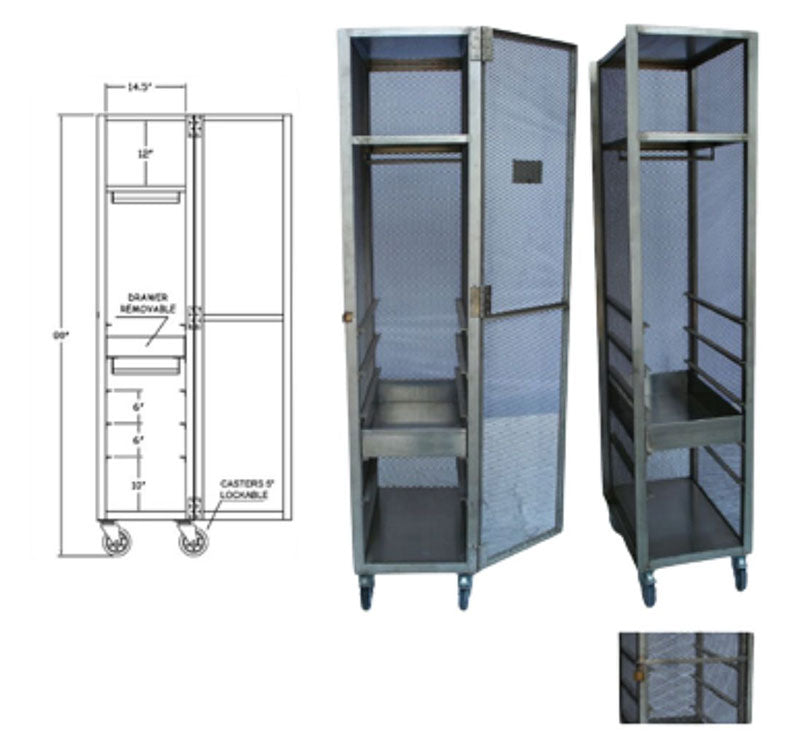 AMC-1766 Forensic Evidence Drying Cabinet made of 304 stainless steel in Johnson City TN featuring a lockable door and removable drawer.