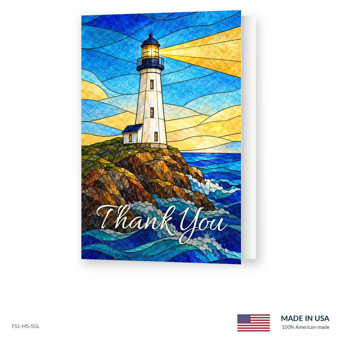 Glass Lighthouse Funeral Acknowledgment Cards