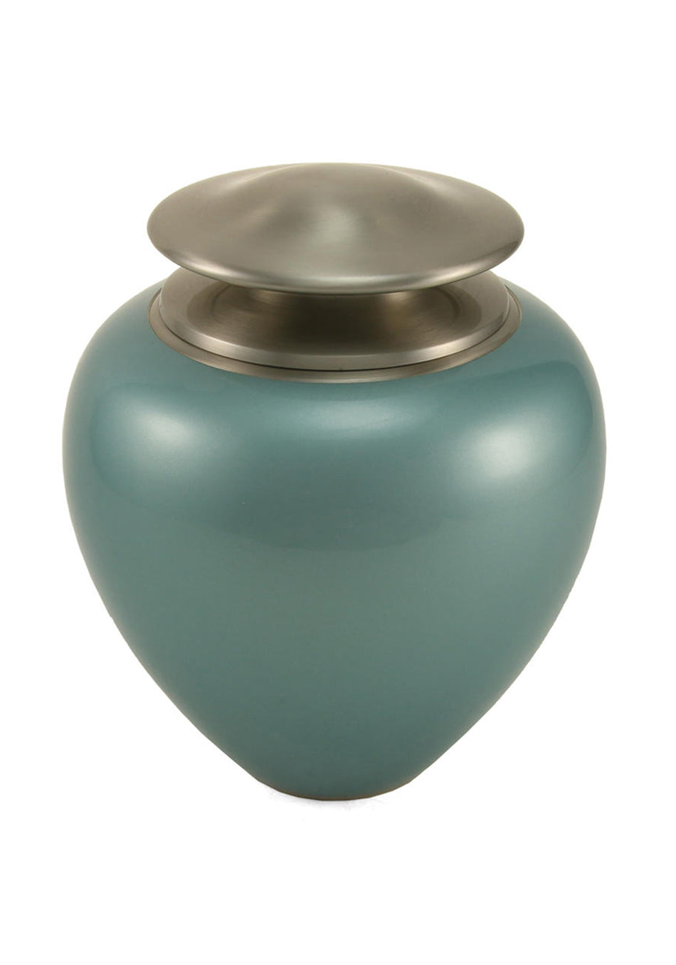 Ocean Teal with Silver Lid Brass Full Size Cremation Urn