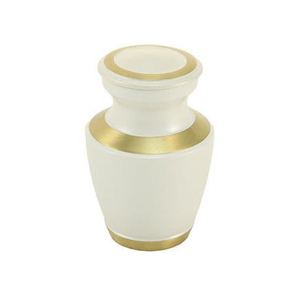 Pearl White High Gloss Brass Mini Keepsake Urn
