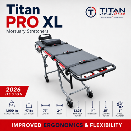TITAN PRO XL Bariatric Mortuary Cot, 1,000 lb