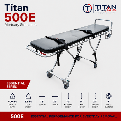 TITAN 500E Standard Mortuary Cot, 500 lb