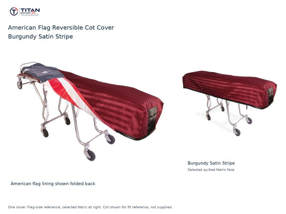 TITAN American Flag Reversible Cot Cover | Burgundy Satin Stripe