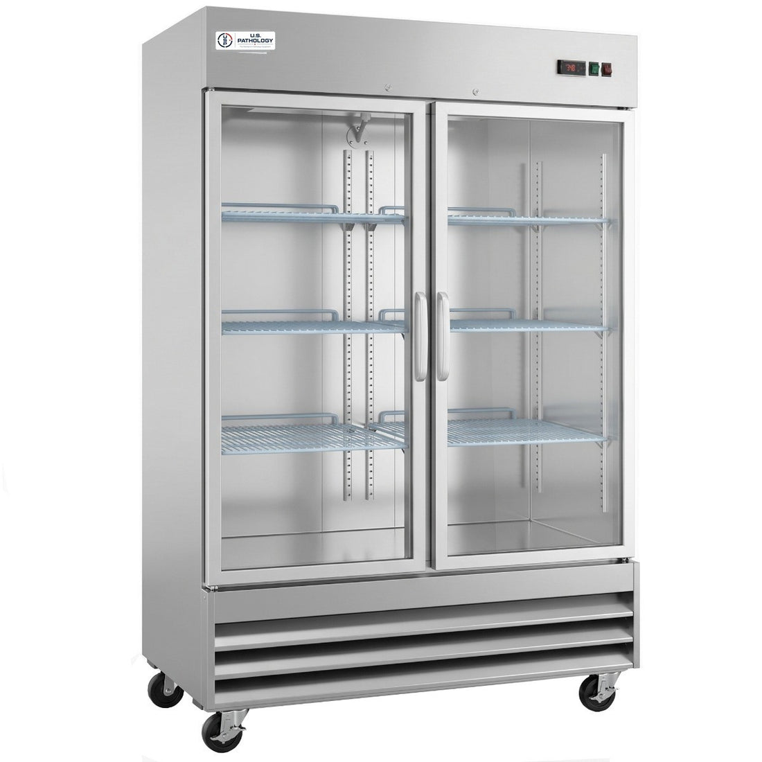 USPE 54" Two-Door Glass Lab Refrigerator, 41.3 Cu. Ft.