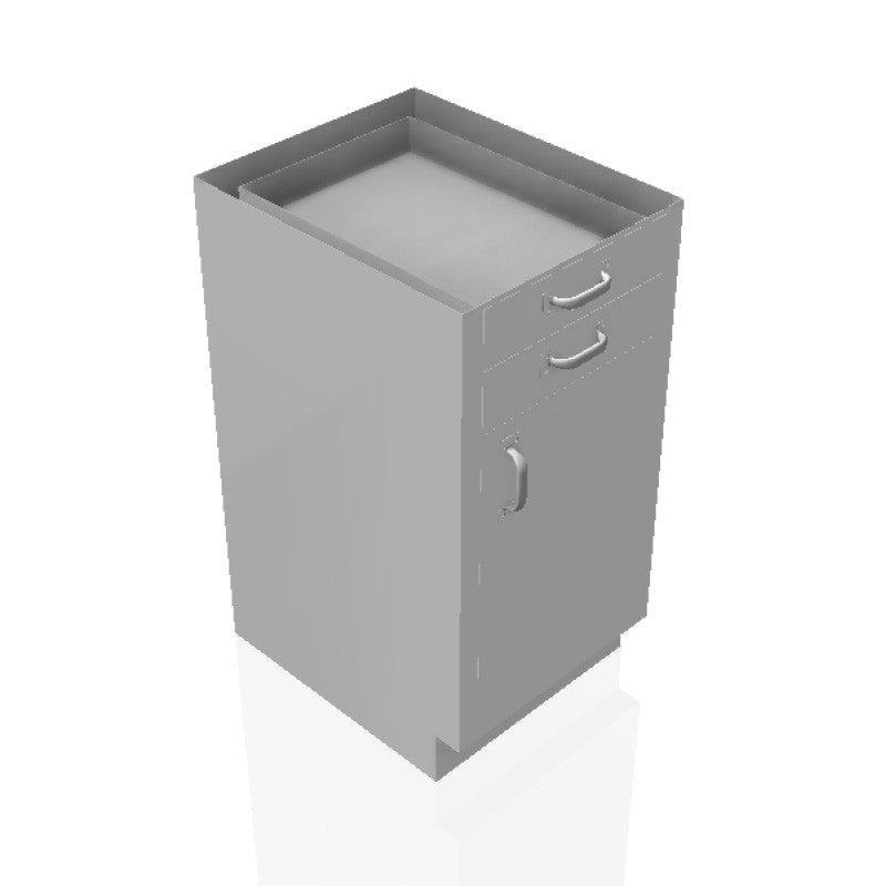 18 in. Stainless Steel Prep Room Base Cabinet: 2 Small Drawer, 1 Left Door