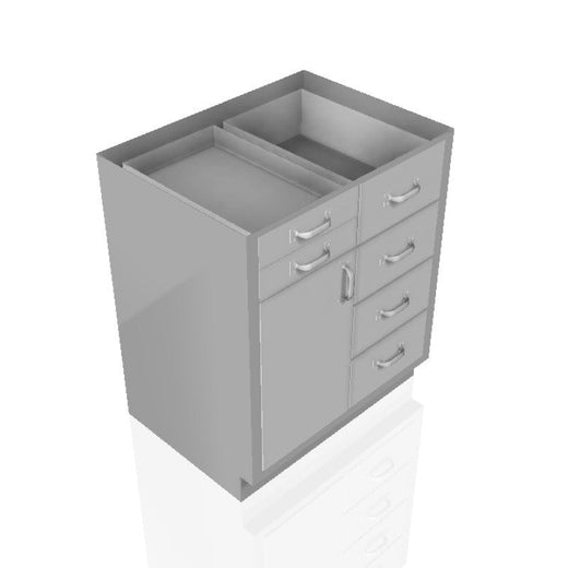 USPE 30 in. Stainless Steel Base Cabinet: 2 Small Drawers, 4 Medium Drawers, Left Door
