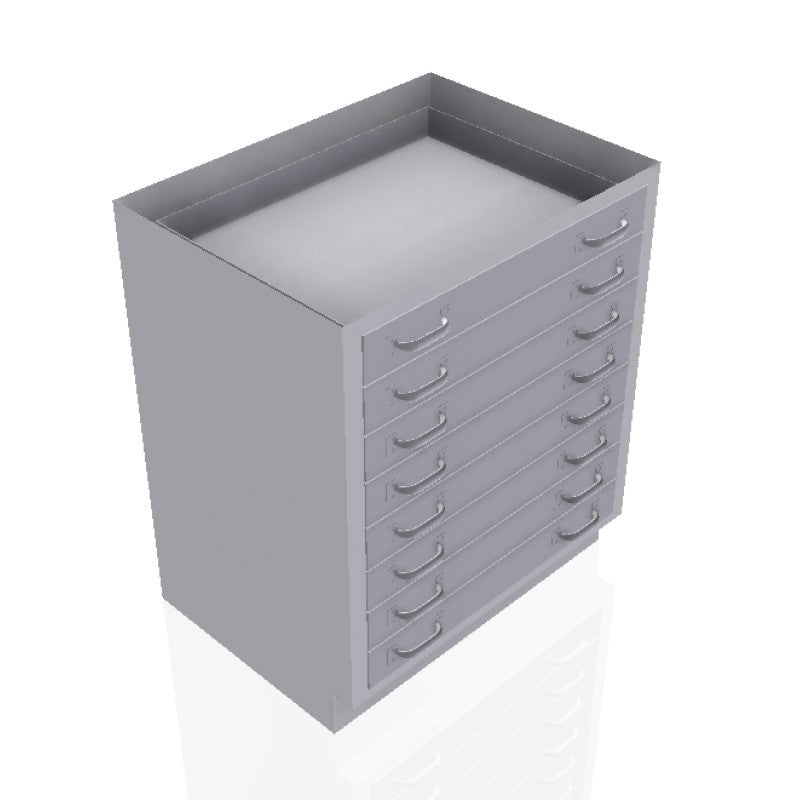 30 in. Stainless Steel Prep Room Base Cabinet: 8 Long Small Drawers