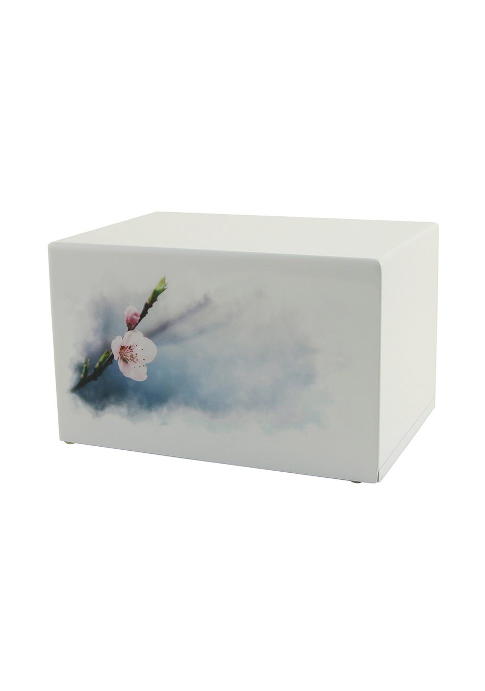 White Wood Cherry Blossoms Full Size Cremation Urn