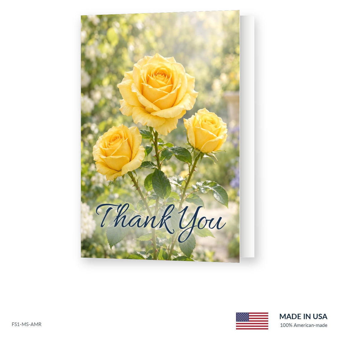 Yellow Roses Funeral Acknowledgment Cards