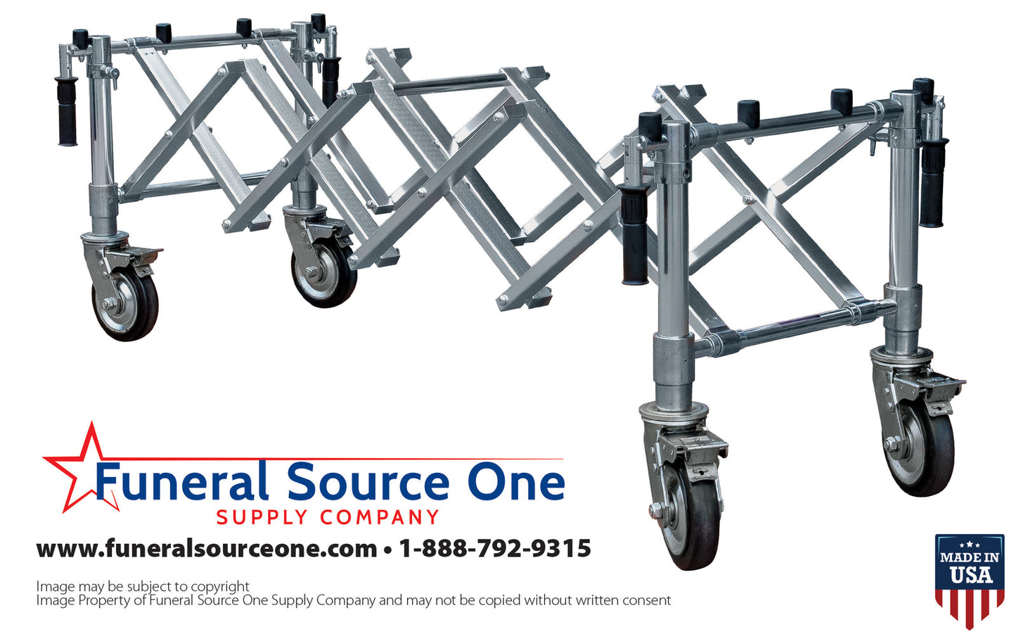 Heavy-Duty Casket Church Truck Silver | Folding Steel Frame Funeral Bier | Chapel & Graveside Service Casket Truck | American Mortuary Coolers