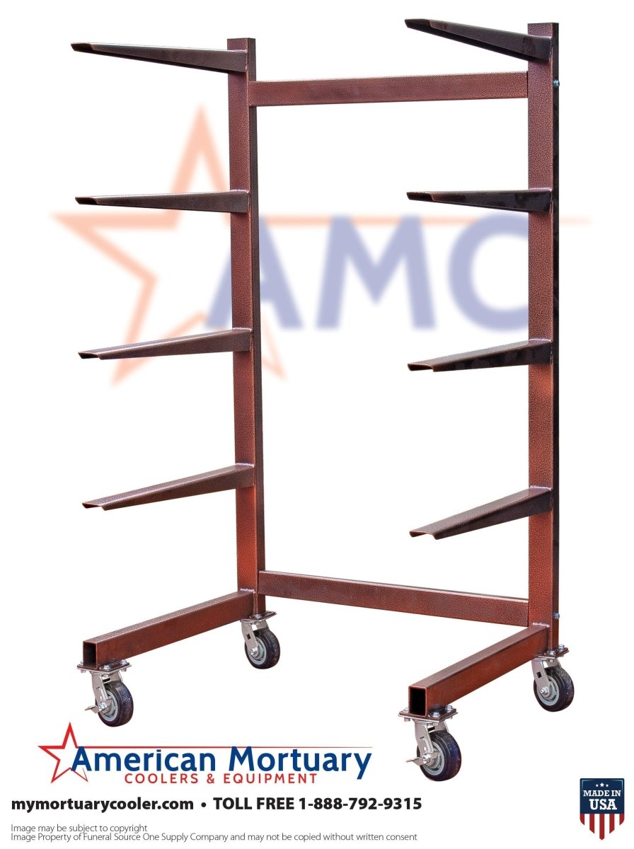 Premium 5 - Tier Cantilever Mortuary Storage Rack - American Mortuary Coolers & Equipments