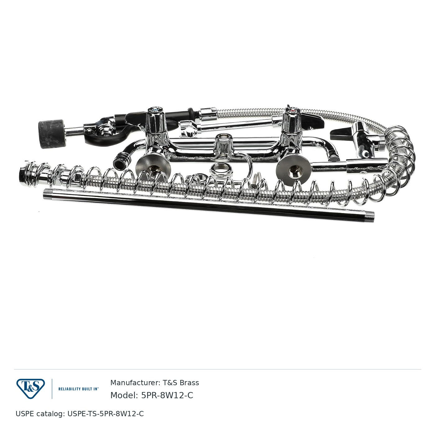 T&S Brass 5PR-8W12-C Wall-mount low-flow pre-rinse with swing-nozzle add-on faucet
