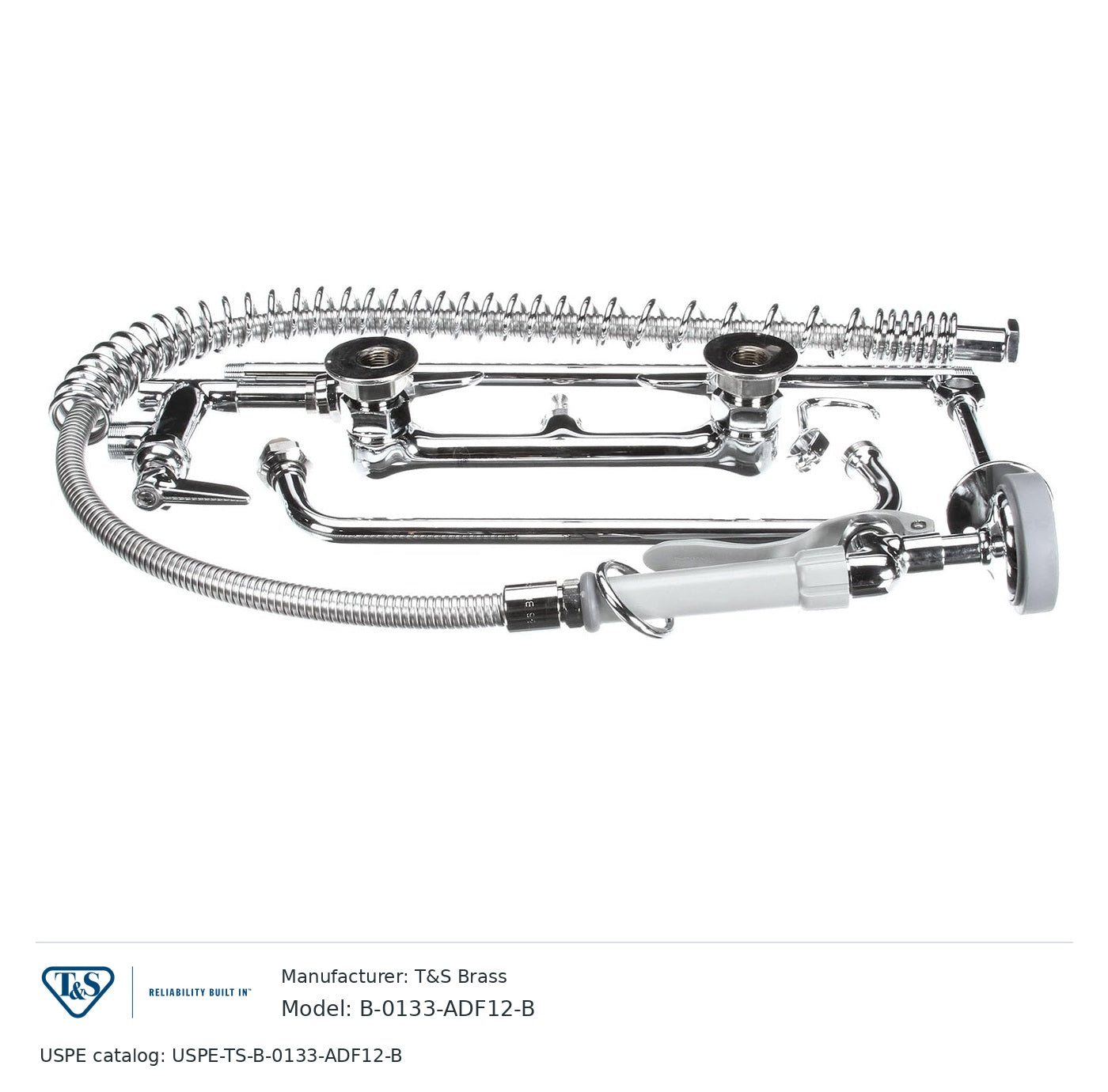 T&S Brass B-0133-ADF12-B Wall-mount pre-rinse faucet with add-on faucet