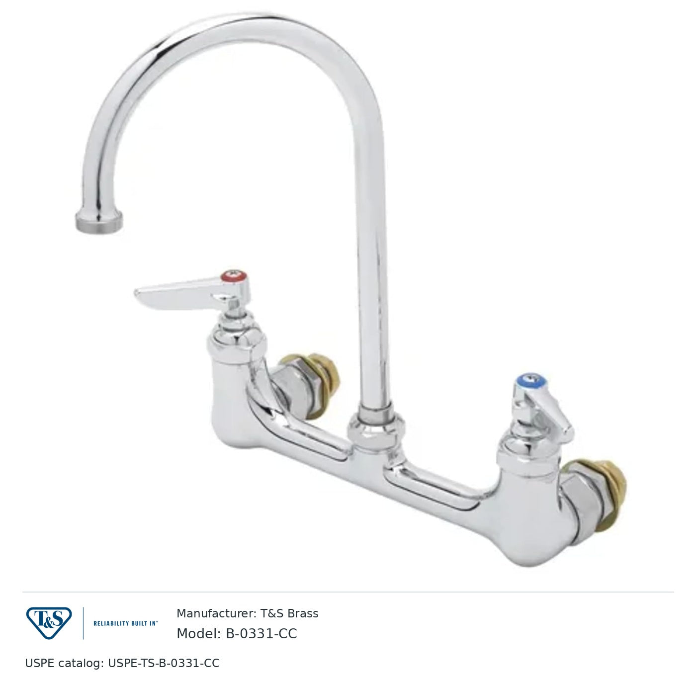 T&S Brass B-0331-CC Wall-mount mixing faucet with gooseneck