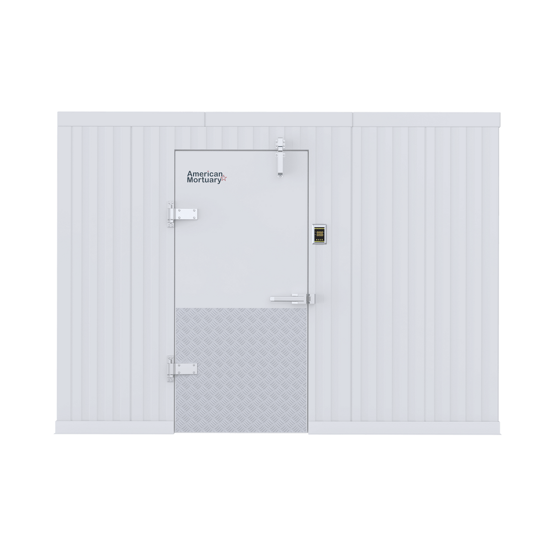 8x10 Walk-In Mortuary Cooler Model AMC-0810, 9-body cadaver cold storage for funeral homes and hospitals