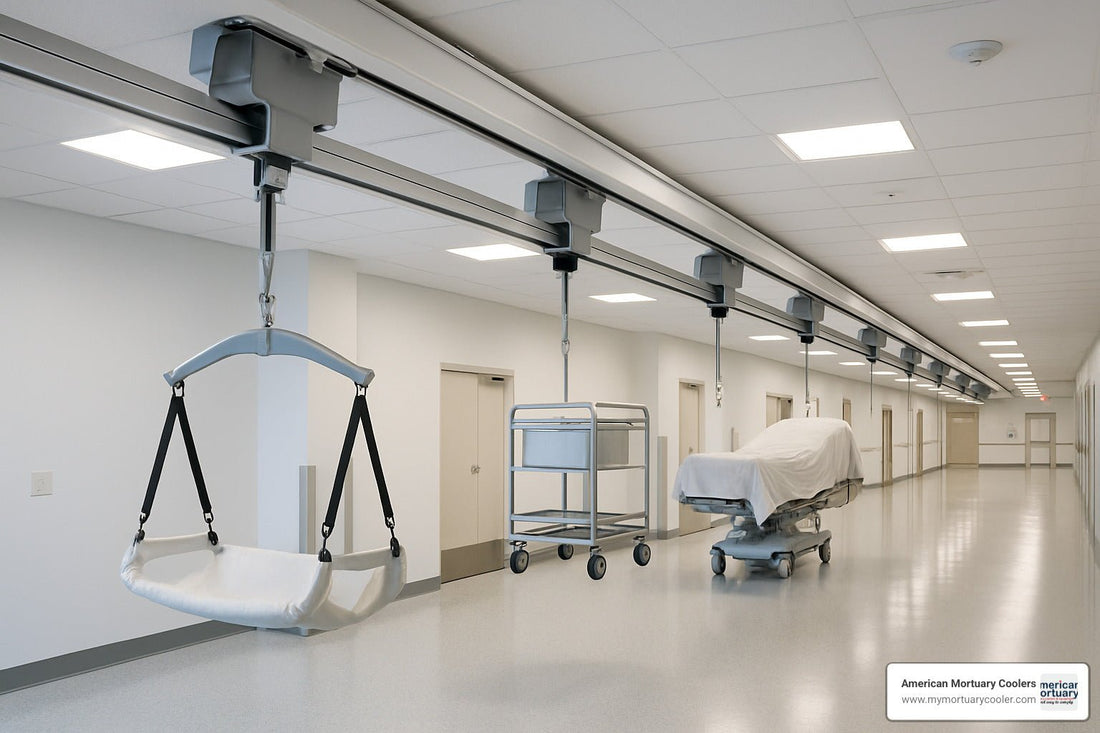 Everything You Need to Know About Overhead Track Systems - American Mortuary Coolers & Equipments