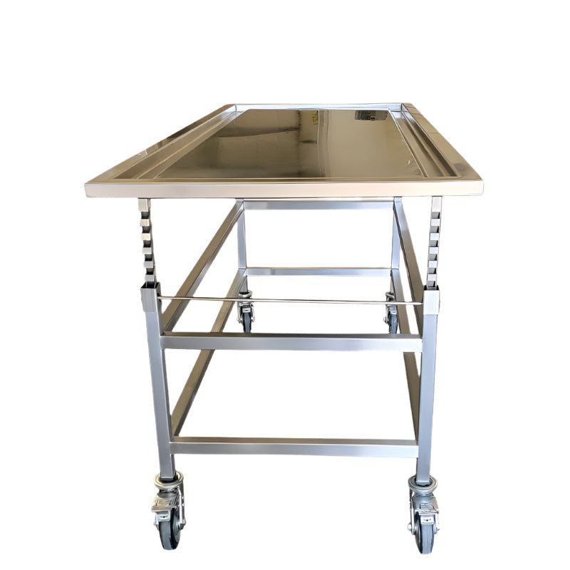 Professional embalming table engineered for nationwide compliance and high-capacity funeral home preparation rooms