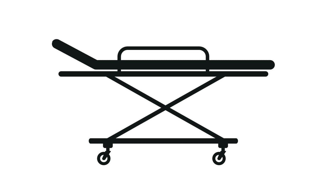 High-capacity mortuary cot with reinforced frame and heavy-duty wheels designed for professional funeral and removal services in 2026