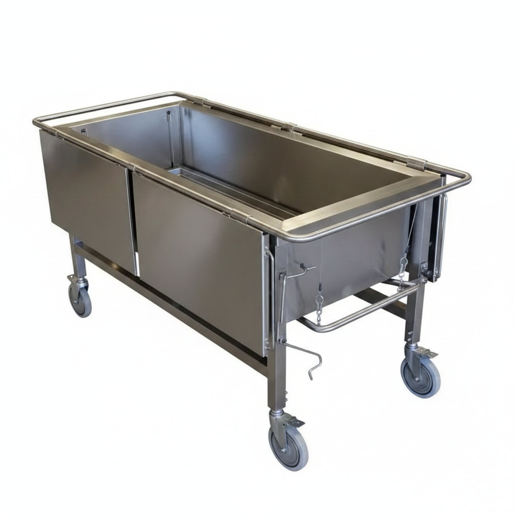 Model 1035-03P medical school dissection table installed inside a university anatomy teaching facility and forensic pathology laboratory.