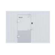 Interior view of a 10x10 walk-in mortuary cooler showing high-capacity storage and professional-grade construction