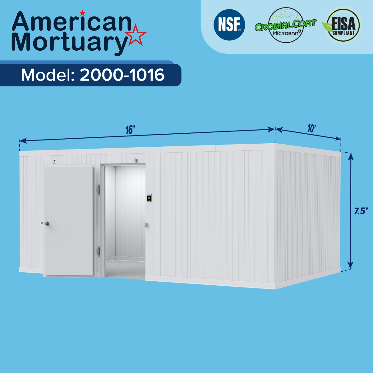 10x16 Walk - In Mortuary Cooler – Model 2000 - 1016 - American Mortuary Coolers & Equipments