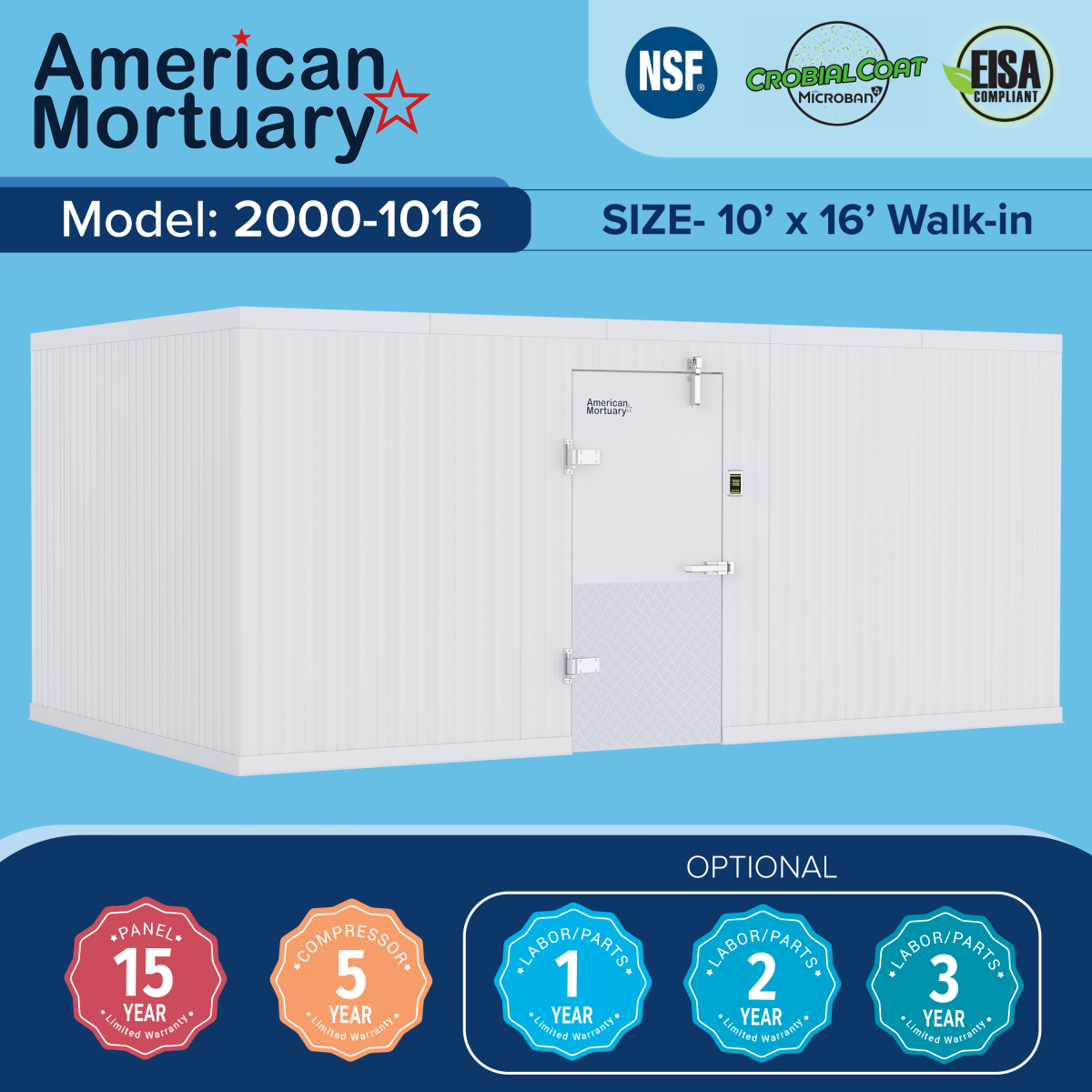 ❄️ 10x16 Walk - In Mortuary Cooler – Model 2000 - 1016 - American Mortuary Coolers & Equipments