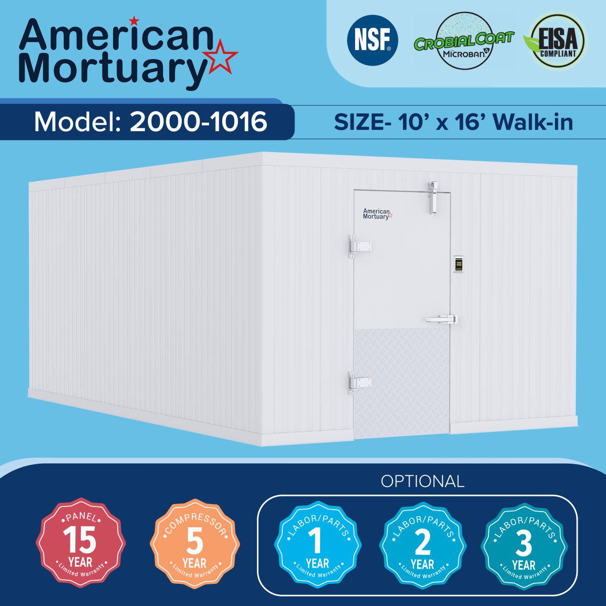 ❄️ 10x16 Walk - In Mortuary Cooler – Model 2000 - 1016 - American Mortuary Coolers & Equipments