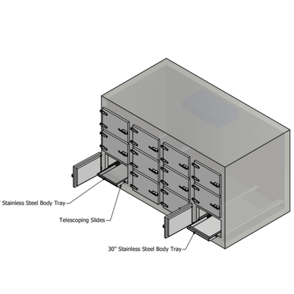 12 Bay Vault Style Morgue Cooler – Model 1070 - 12MB - American Mortuary Coolers & Equipments