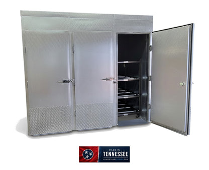 12 body triple-door mortuary cooler three independent sealed bays with American-made badge