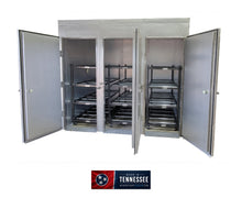 12 Body Hybrid Mortuary Cooler by American Mortuary Equipment with visible pipe-style refrigeration design
