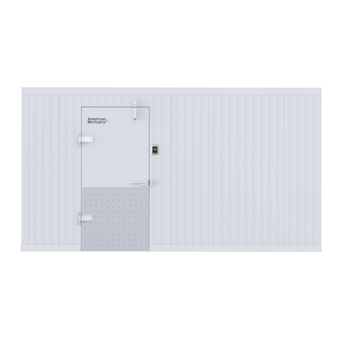 14x24 walk-in mortuary cooler detail, insulated panel and door hardware construction