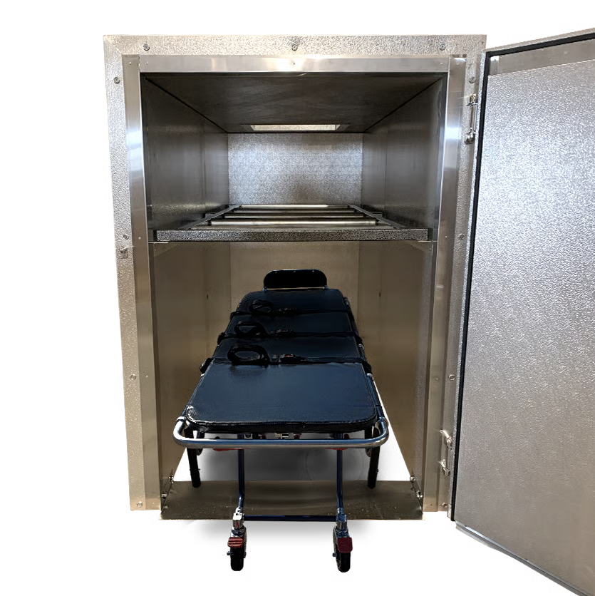 2 body cot roll-in mortuary cooler standard width by American Mortuary Coolers