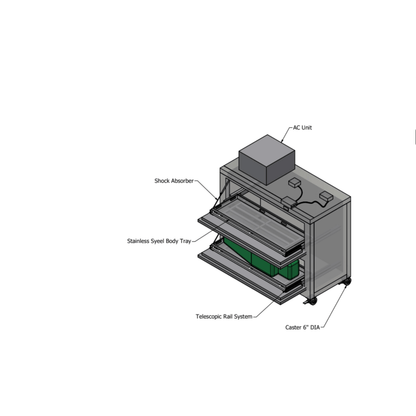2 Body Vault Style Mortuary Cooler with Telescoping Trays – Model 1070 - 2MBS - American Mortuary Coolers & Equipments
