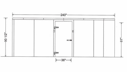 16x20 walk-in mortuary cooler with multi-tier racking system for cadaver storage (closest-size image shown)