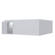 Interior view of a 24x24 walk-in mortuary refrigerator showing large-scale cadaver storage capacity and open workflow space