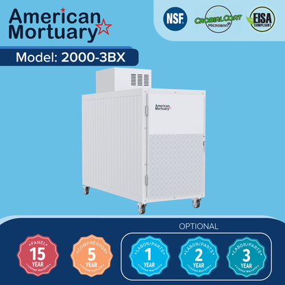3 Body XTRA LARGE Mortuary Cooler — Authority - Built, American - Made Refrigeration Model 2000 - 3BX - C - American Mortuary Coolers & Equipments