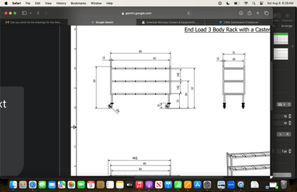 3 - Tier End Loading Mortuary Rack - Model 2000 - 3TSL - American Mortuary Coolers & Equipments