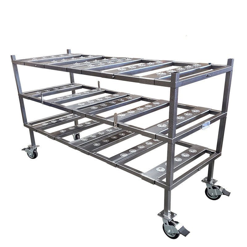 3 Tier Multi-Directional Loading Rack by American Mortuary, Model 2000-3TMD, 11 ga triple coat powder finish, front view