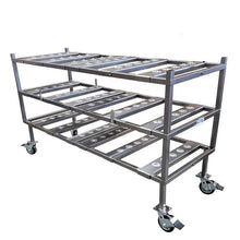 3 Tier Multi-Directional Loading Rack by American Mortuary, Model 2000-3TMD, 11 ga triple coat powder finish, front view