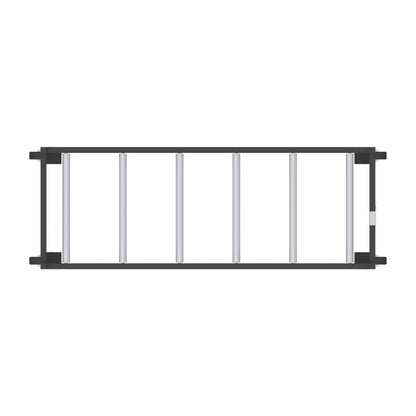 AME 2000-4TEL end-load mortuary rack plan view with 6 cross rollers per tier