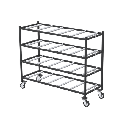 4 Tier End Loading Mortuary Rack | Model 2000-4TEL | Cadaver Storage Rack with Casters | Walk-In Cooler Rack | American Mortuary Coolers