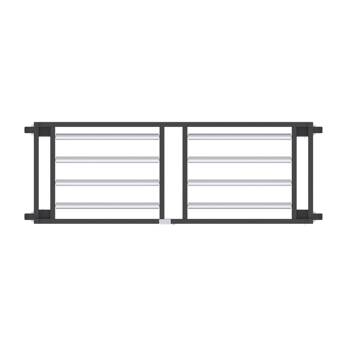 AME 2000-4TSL side-load mortuary rack plan view with two roller panels per tier